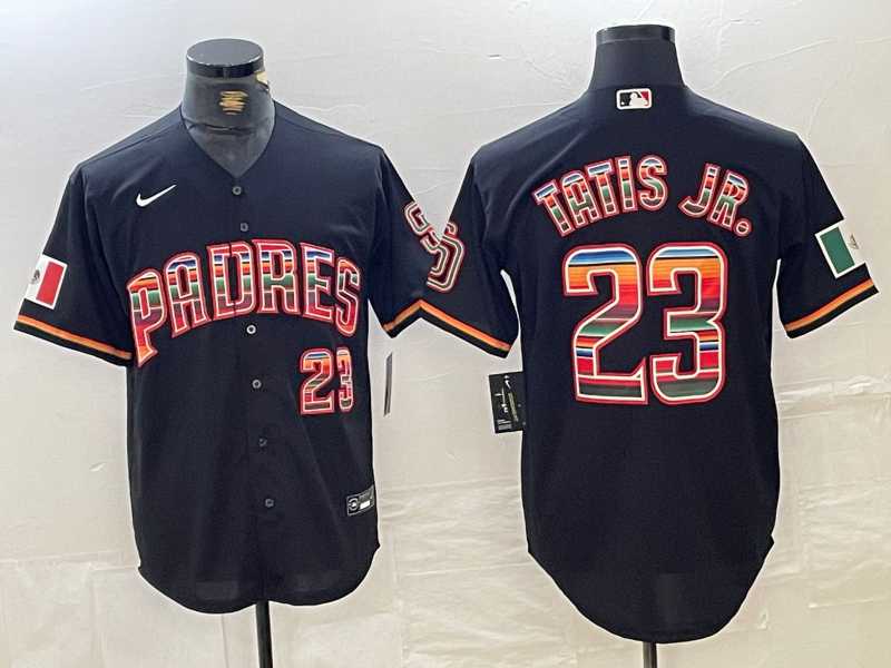 Mens San Diego Padres #23 Fernando Tatis Jr Black Rainbow Mexico Cool Base Stitched Jersey->san diego padres->MLB Jersey